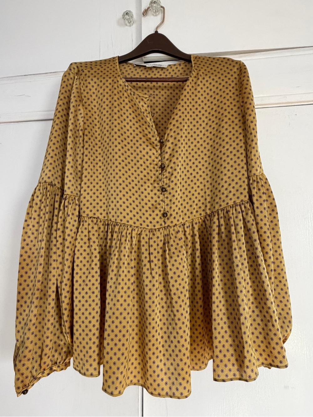 Banana Republic Yellow Floral Dot Blouse